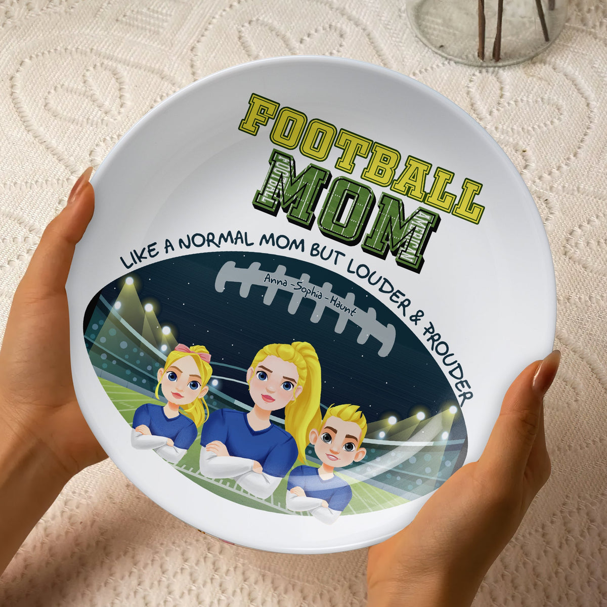 Personalized Gift For Football Mom Ceramic Round Plate Mother's Day 02XQLU200325HG-Homacus