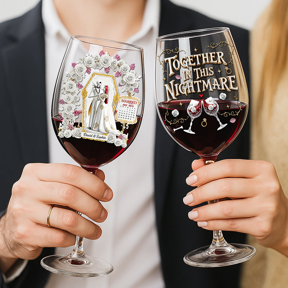 Gothic Wedding Wine Glass - Personalized Gifts For Couple 03ohqn060825-Homacus