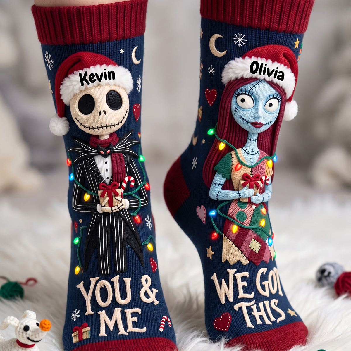 You And Me We Got This Spooky Christmas Couple Middle Tube Socks - Personalized Gifts For Couple Socks 03TYTA190926