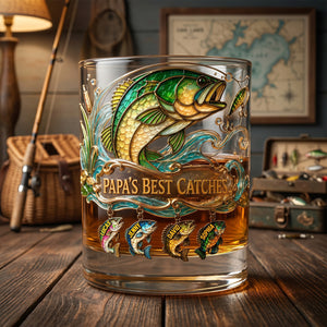 Fishing Papa Best Catches Round Glass - Personalized Gifts For Dad 06patn230526-Homacus