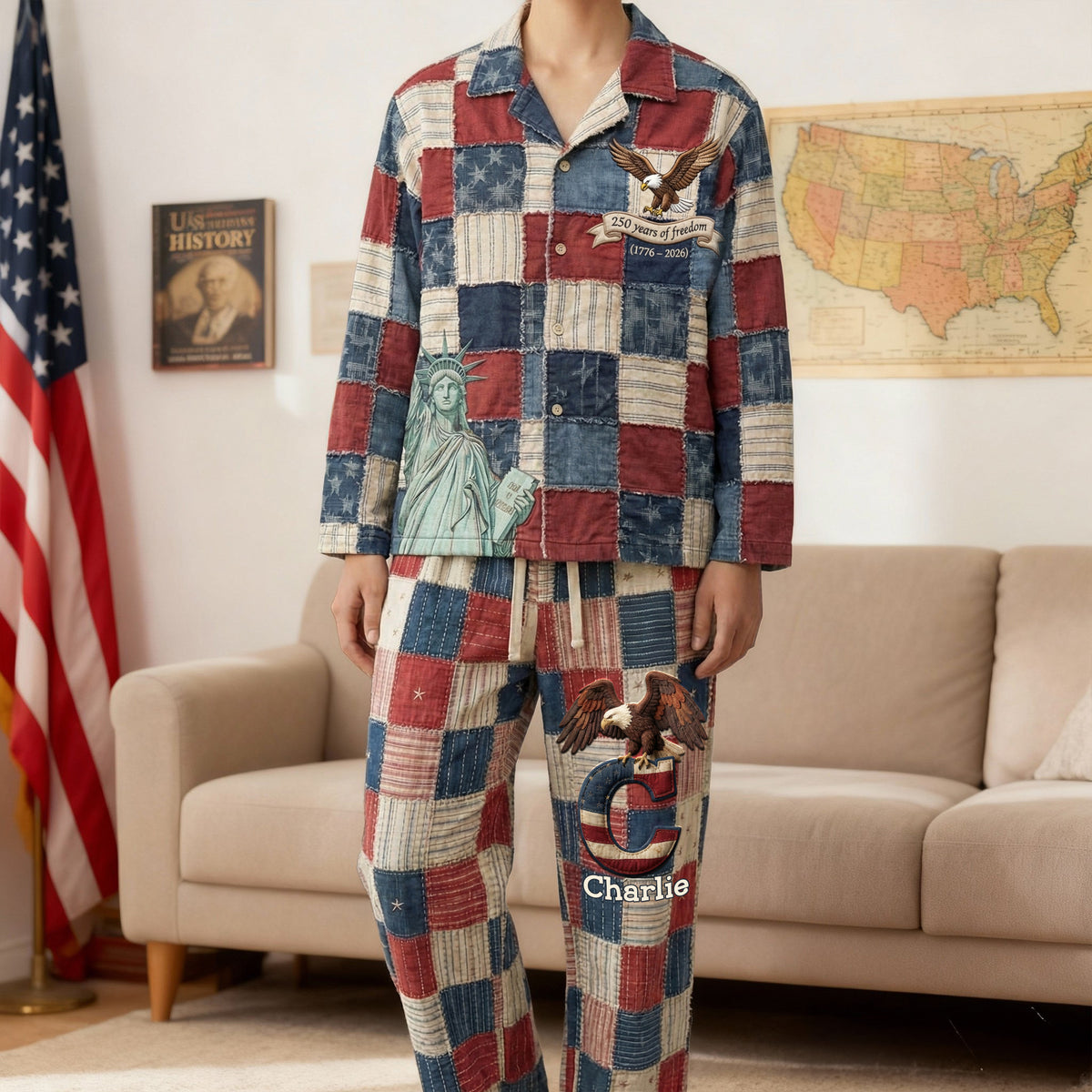 250th America Anniversary Alphabet Pajama Set - Personalized Gifts For Patriots 06palu280126-Homacus
