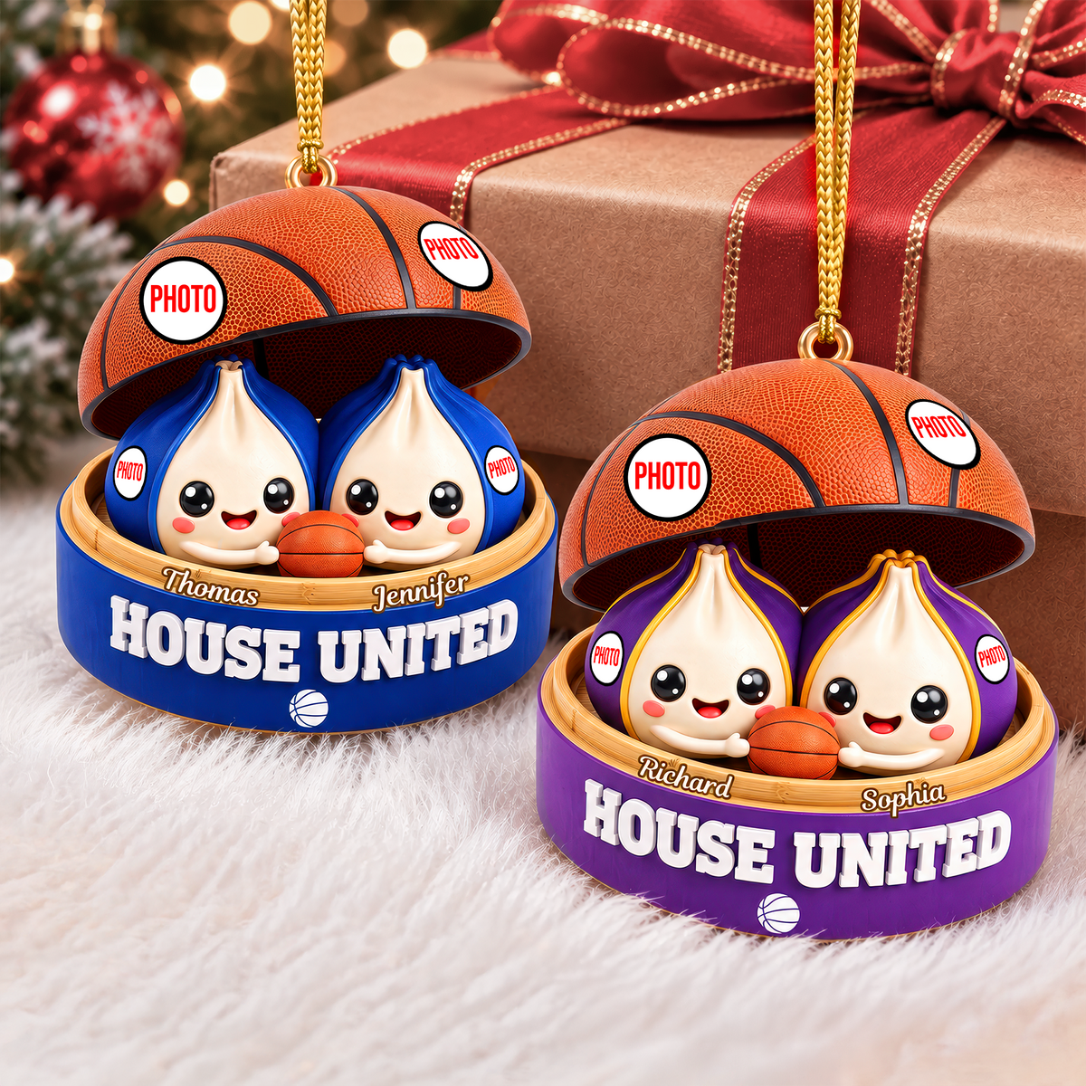 House United Dumpling Couple Ornament - Personalized Gifts For Sport Lover Couple Christmas Ornament 04HUQN131026-Homacus
