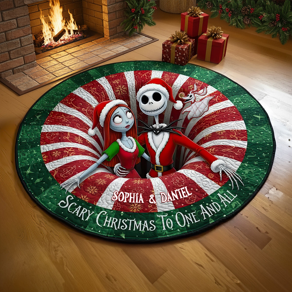 Creepy Cute Couple Round Mat - Personalized Christmas Gift For Couples 03HULU250925-Homacus