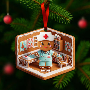Nurse Gingerbread Christmas Wood Ornament - Personalized Gift For Nurses 06PGLU160825-Homacus