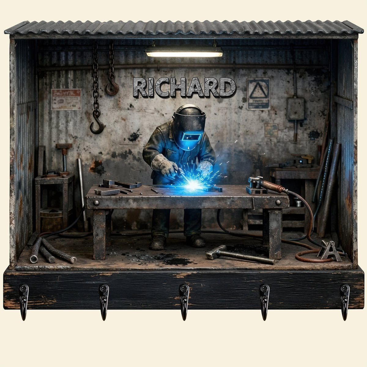 Welder Garage Wood Key Hanger – Personalized Gifts For Welder 02toqn191225-Homacus