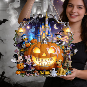 Trick Or Treat Welcome Acrylic Sign - Personalized Halloween Decor 02QHTN030826