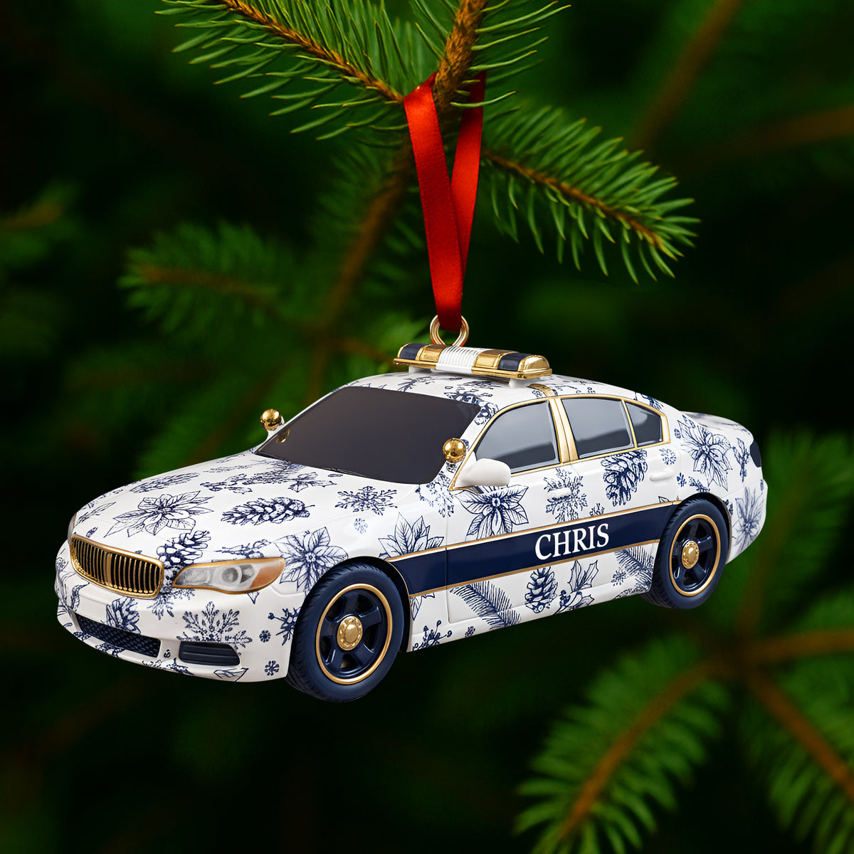 Christmas On Duty Police Car Ornament - Personalized Gifts For Police 02PGLU031025-Homacus