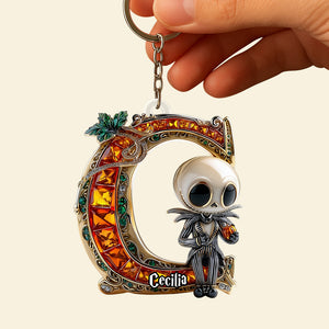Alphabet Gemstones Pumpkin Halloween Keychain Personalized Gifts For Fans 04TGDT230825-Homacus