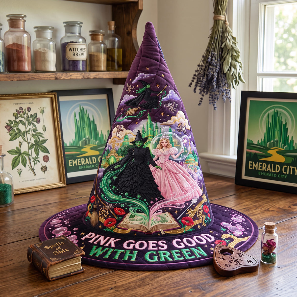 Enchanted Pink And Green Quilted Witch Hat - Personalized Gifts For Halloween 04tytn120826-Homacus