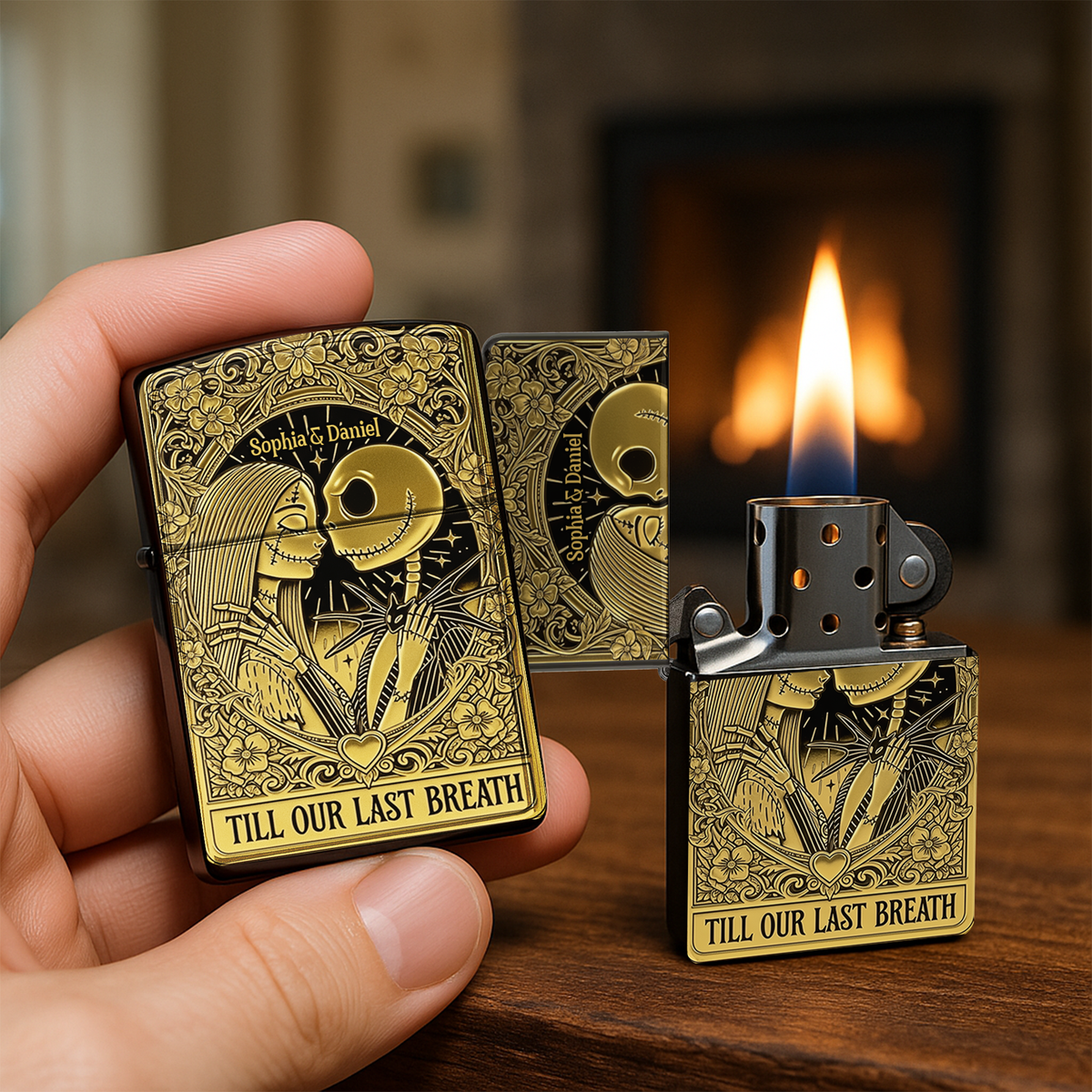 You and Me, Till Our Last Breath - Skeleton Couple Lighter - Personalized Gift For Couple-Homacus