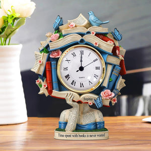 Book Head Girl Desk Clock, Personalized Gifts For Reading Girl 02qhtn030625-Homacus