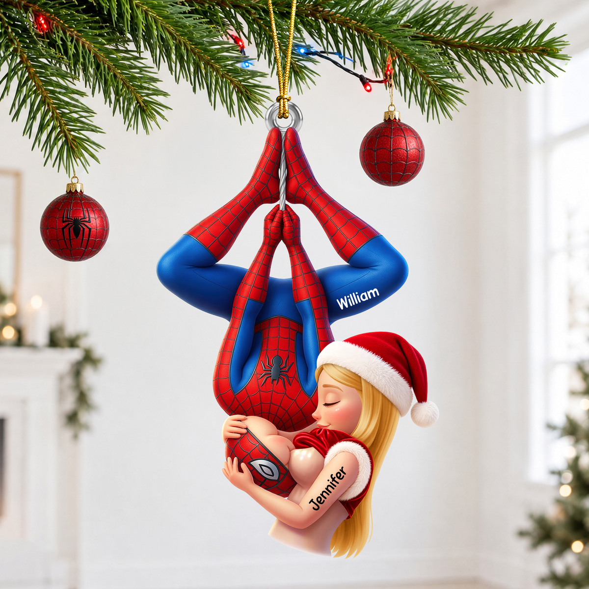 Upside Down Naughty Kiss Couple Ornament - Personalized Christmas Gifts For Couple 07huqn211026-Homacus