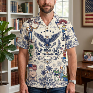 Patriotic Friends Toile De Jouy Hawaiian Shirt – USA 250 Celebration 01patn180626-Homacus