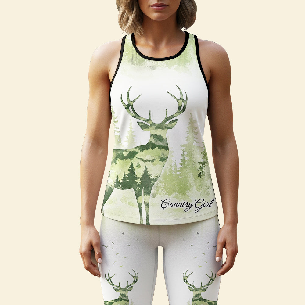 Country Girl Set Tank Top & Leggings - Personalized Gifts For Deer Lovers 03DTDT280625-Homacus