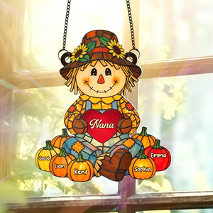 Autumn Scarecrow Grandma Suncatcher - Personalized Gifts For Grandma 06NAPU150725-Homacus