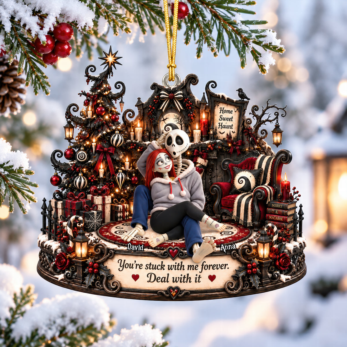 Gothic Couple Christmas Ornament - Personalized Gifts For Couple 02toqn220926