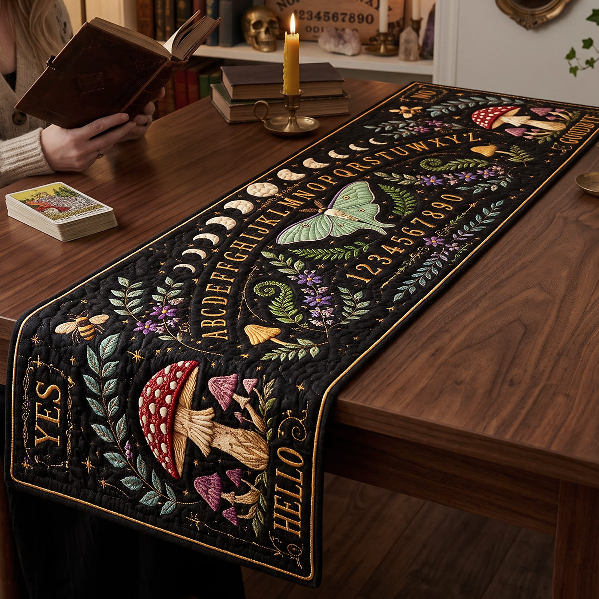 Gothic Board Quilted Table Runner Personalized Halloween Gifts 02NATA170826