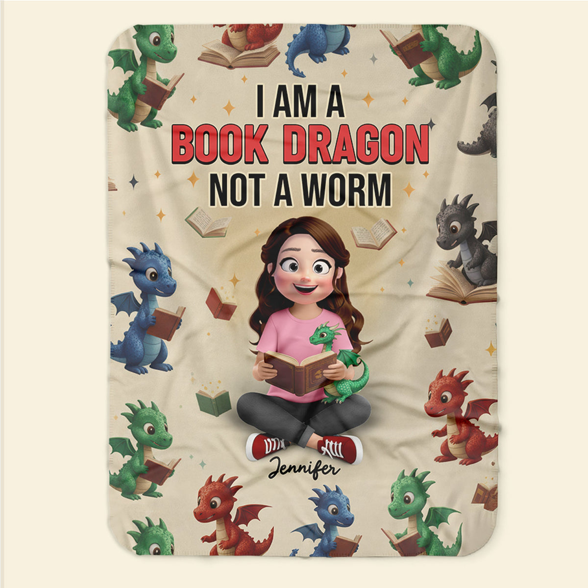 Book Dragon Blanket - Personalized Gifts For Book Lovers 01naqn181225-Homacus