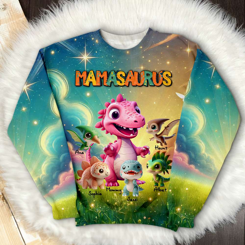 Personalized Gifts For Mom Dinosaur 3D Shirt, Momsaurus & Her Litlle Ones 03KALU080325-Homacus