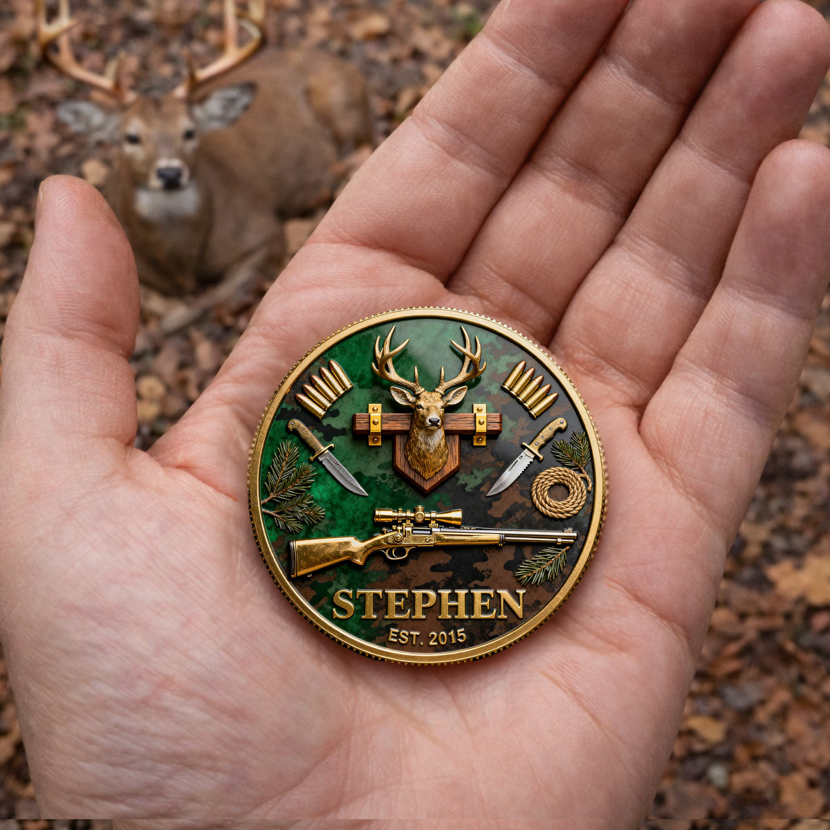 Deer Hunting Printed Metal Coin - Personalized Anniversary Gift For Hunters 05KILU110226-Homacus