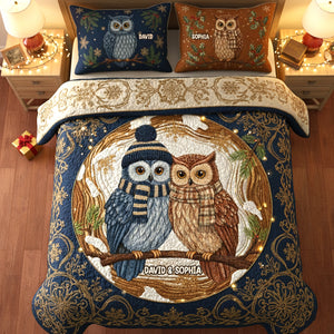 Owl Couple Personalized Christmas For Couple Quilt Bedding Set 02hytn211025-Homacus