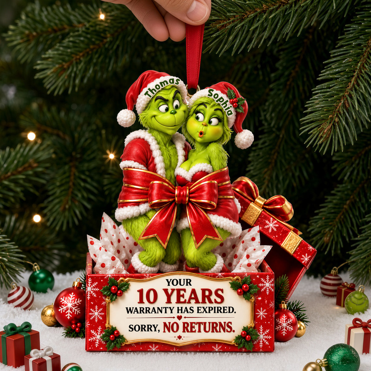 Couple Wrapped In A Bow Ornament - Personalized Christmas Gift For Couples 07NALU160926-Homacus