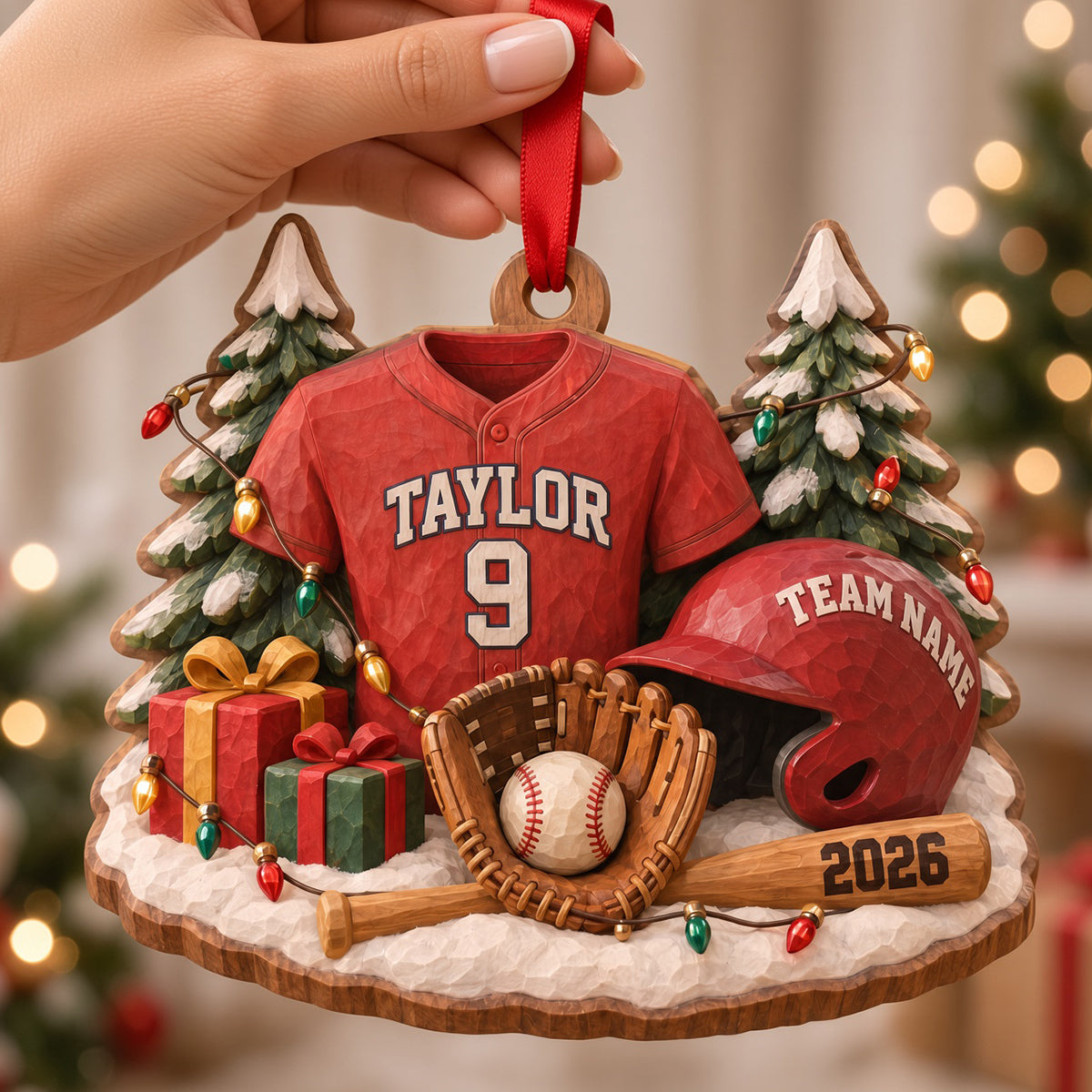 Batter Up Wood Effect Ornament, Personalized Gifts For Sport Lovers 04QHTN141026-Homacus