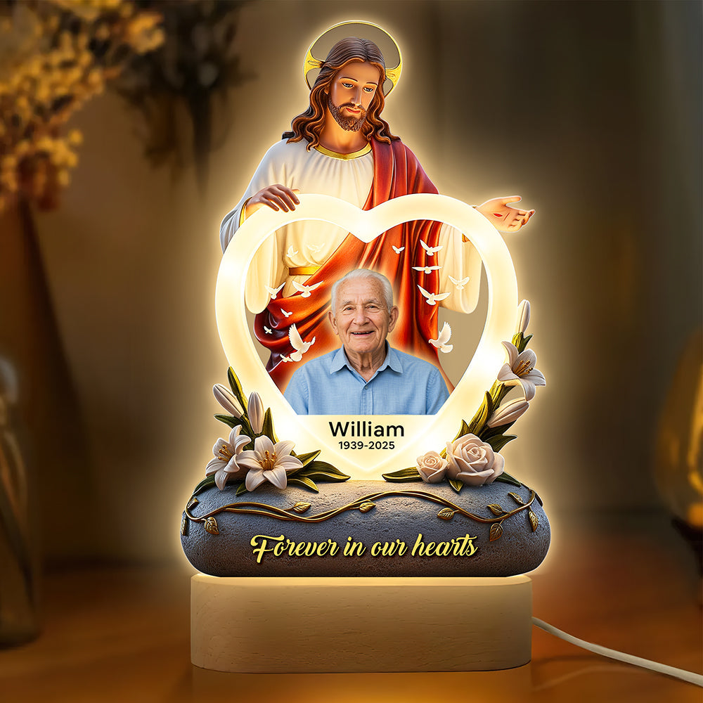 Jesus Forever In Our Heart Led Light - Personalized Custom Photo Gifts For Jesus Lovers 04HUQN030625-Homacus