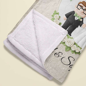 Romantic Couple Wedding Blanket Personalized Gifts For Couple 05OHDT250625-Homacus