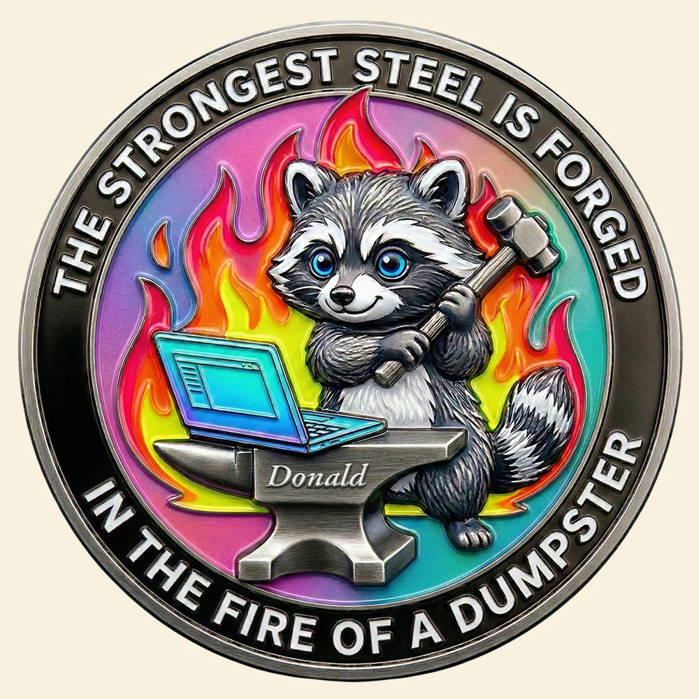 Funny Raccoon At Work Metal Coin - Personalized Gifts For Office Workers 03NADT030326-Homacus