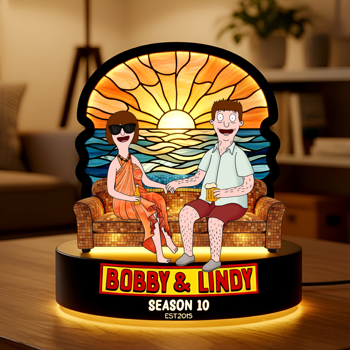 Beach Couple Light Box - Personalized Gifts For Couple Custom Shape Acrylic Light Box 05OHLU081225-Homacus