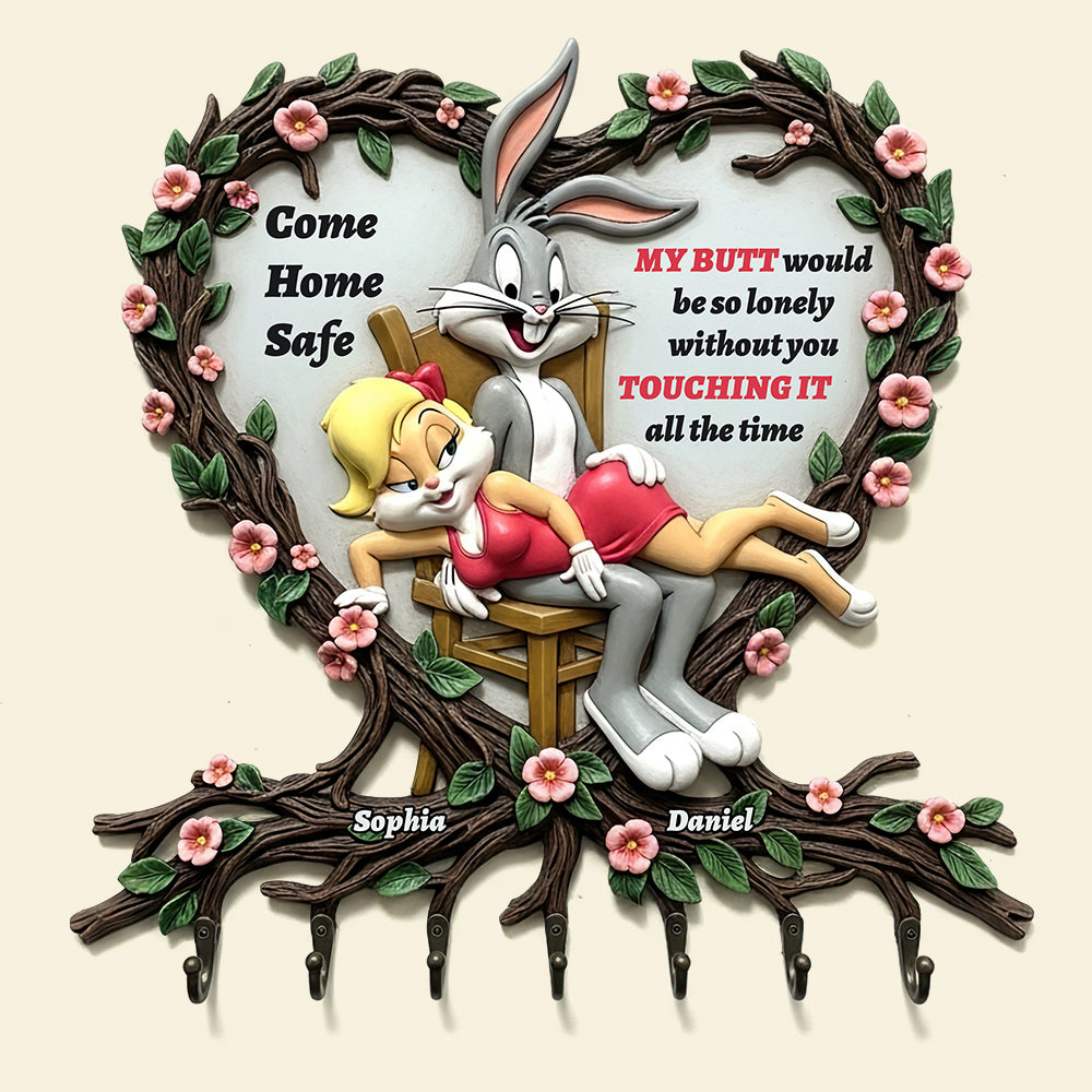 Naughty Rabbit Couple Key Hanger Personalized Gifts For Couple 01QHDT240525-Homacus