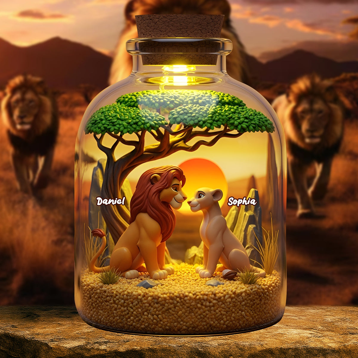 Roaring Couple Under The Sunset Jar Acrylic Plaque - Personalized Gifts For Couple 02TOLU080725-Homacus