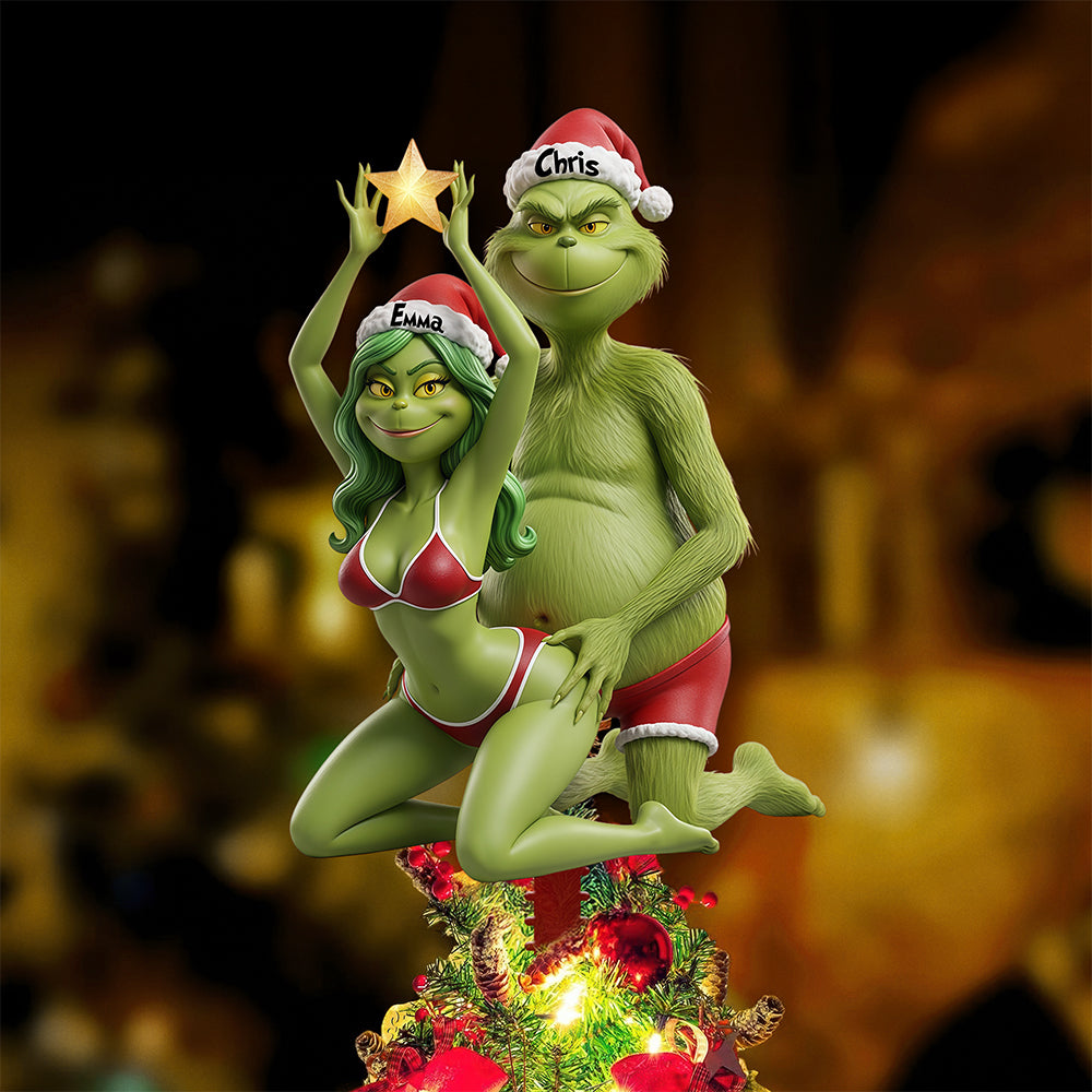 Naughty Couple Acrylic Christmas Tree Topper - Personalized Gifts For Couple 04ohta171125-Homacus