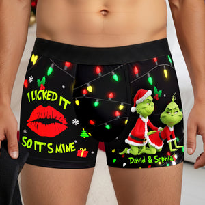 Playful Green Couple Christmas Boxers - Personalized Gifts For Him 02NALU160925-Homacus