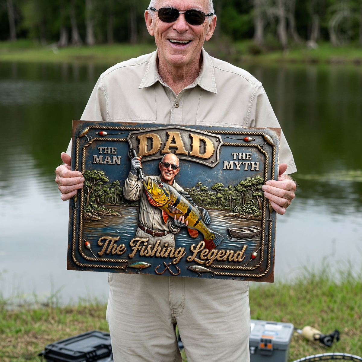Custom Photo Fishing Dad Print Metal Sign - Personalized Gifts For Dad 06huqn040526-Homacus
