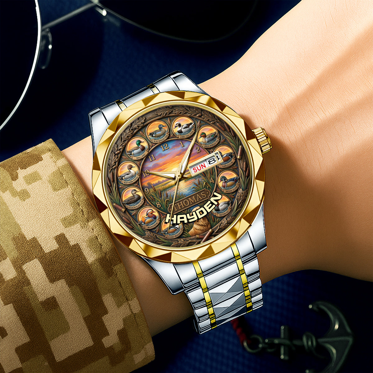 Waterfowl Duck Hunting Steel Men's Watch - Personalized Gift For Hunters 06HULU200126-Homacus