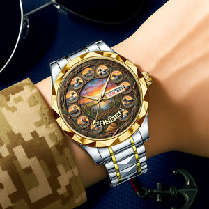 Waterfowl Duck Hunting Steel Men's Watch - Personalized Gift For Hunters 06HULU200126-Homacus