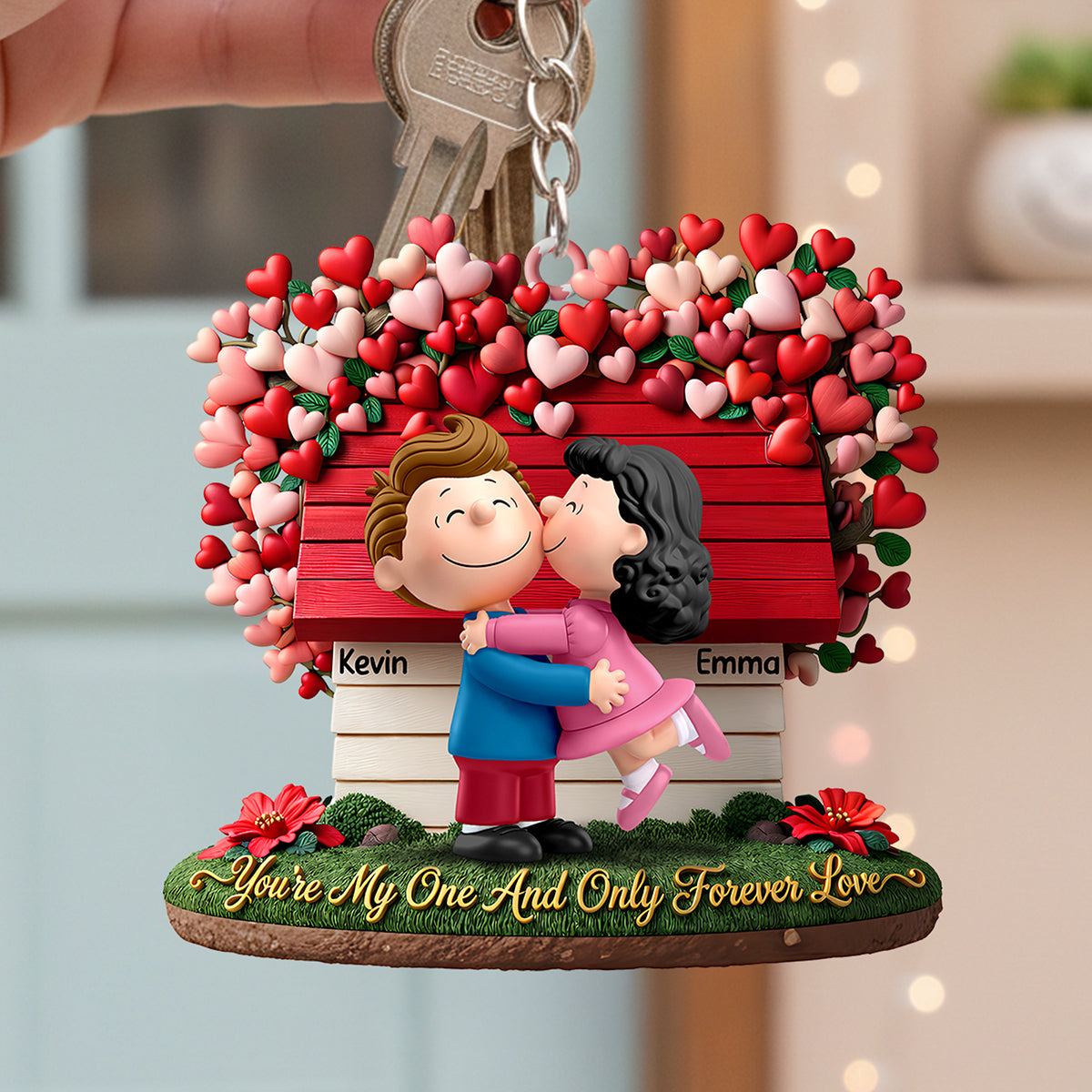 Lovely Kissing Couple Keychain - Personalized Gifts For Couple 02huta290126-Homacus