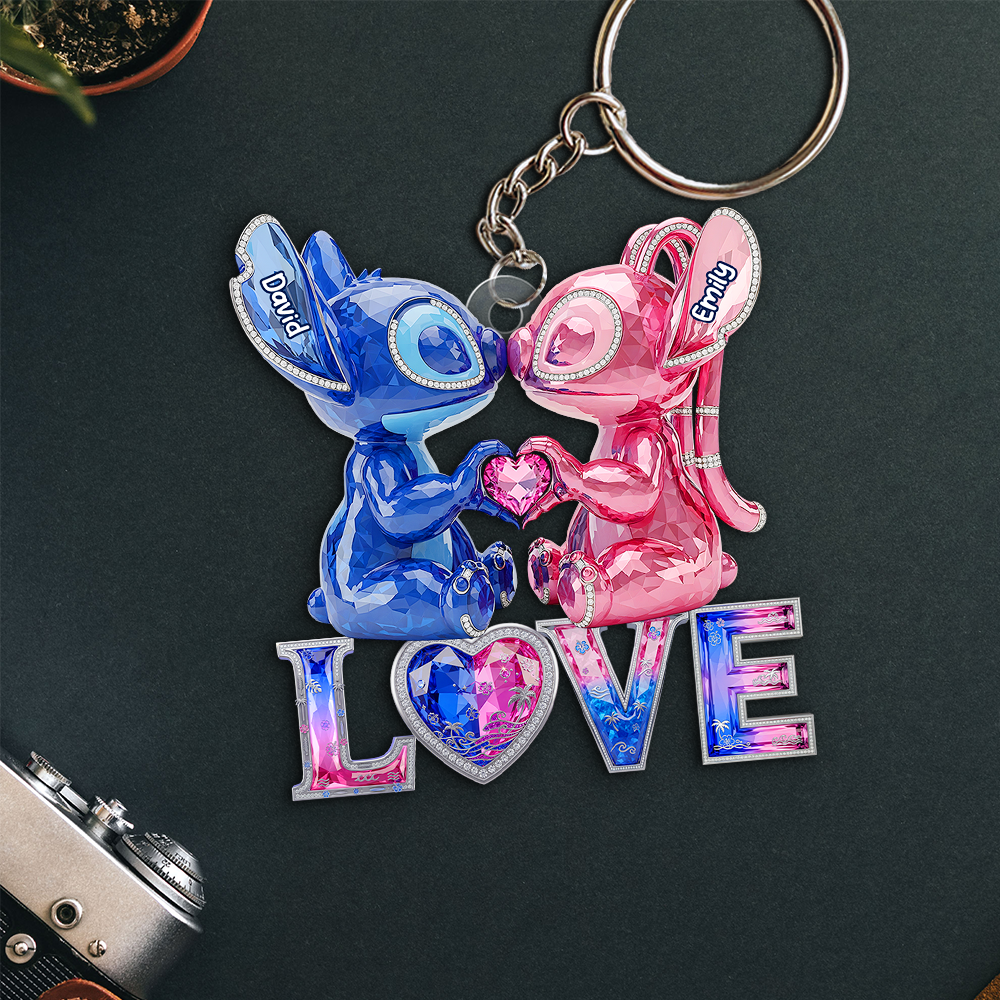 Kissing Aliens Couple Acrylic Keychain - Personalized Gifts For Couple 03OHPU020625-Homacus