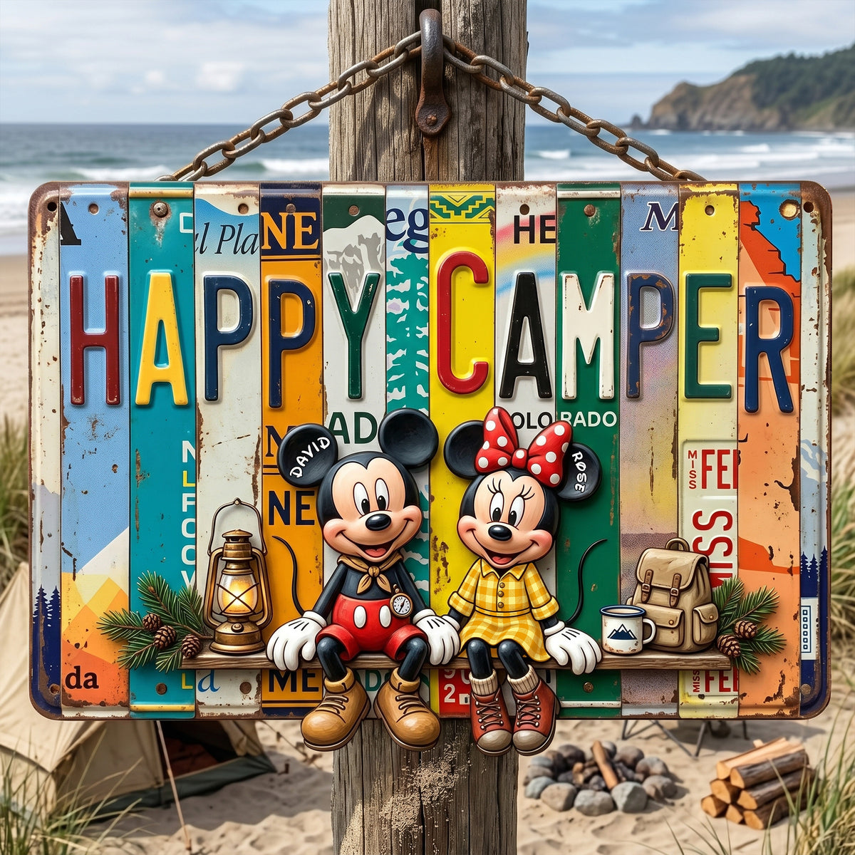 Happy Camper Metal Sign - Personalized Gifts For Couples 04nalu220626