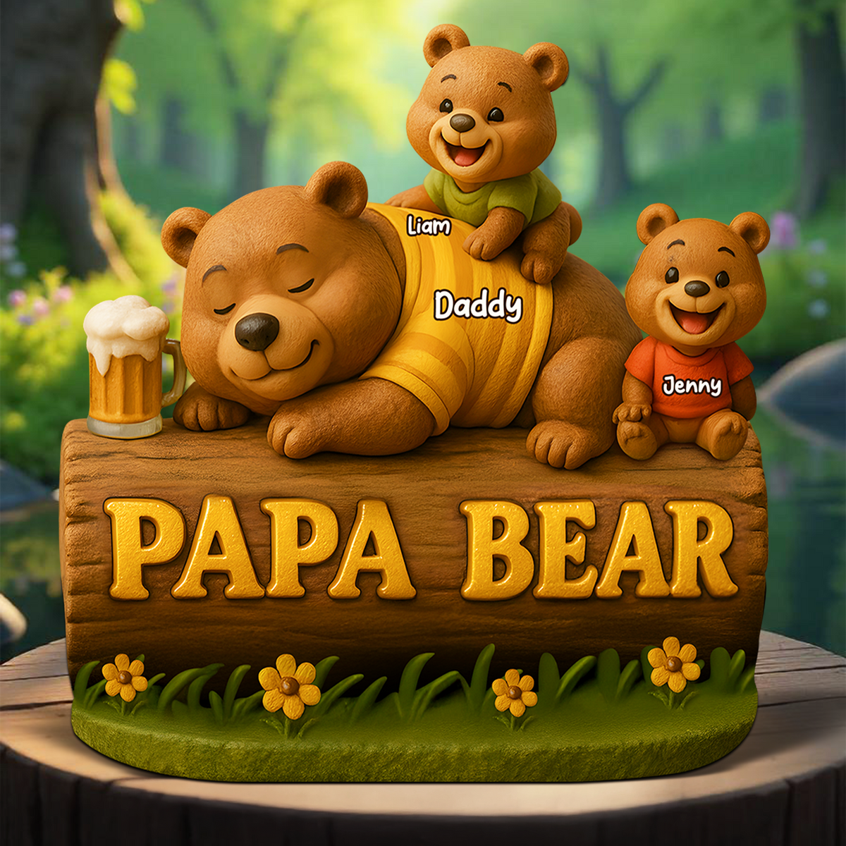 Papa Bear Plaque - Personalized Gifts For Dad 03topu030525-Homacus