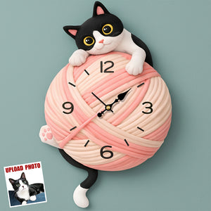 Cute Cat Custom Photo Acrylic Hanging Wall Clock - Gifts For Cat Lovers 04hudt271225-Homacus