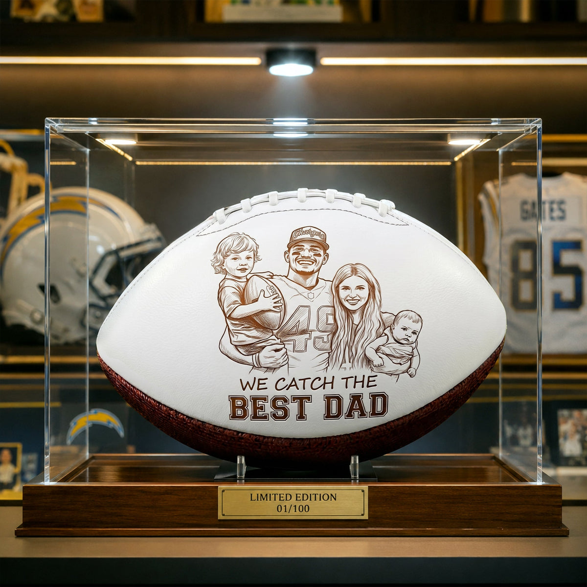 Catch The Best Dad Football Ball - Custom Photo Gifts For Dad 02QHLU290526-Homacus