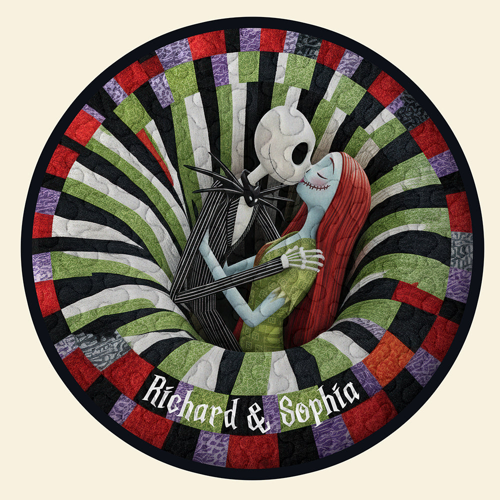 Spooky Love Quilted Round Mat - Personalized Gifts For Couple 03naqn240925-Homacus