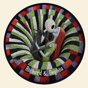 Spooky Love Quilted Round Mat - Personalized Gifts For Couple 03naqn240925-Homacus