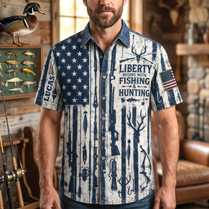 Proud American Heritage Hawaiian Dad Shirt, Personalized Gifts For Fishing & Hunting Lovers 03qhtn270526-Homacus
