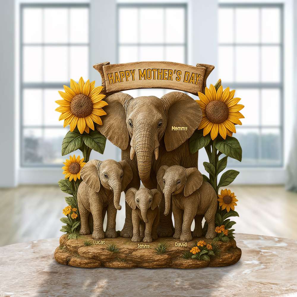 Elephant Mom Plaque - Personalized Christmas Gifts For Mom 01xqtn080425-Homacus
