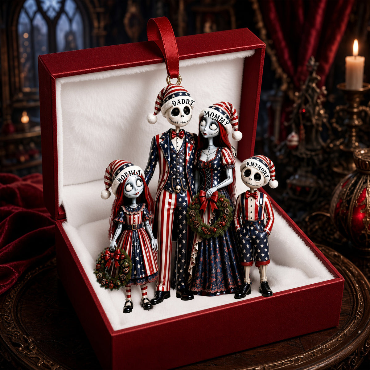 Spooky Patriotic Family Ornament - Personalized Gifts For Family Christmas Ornament 04OHLU220826