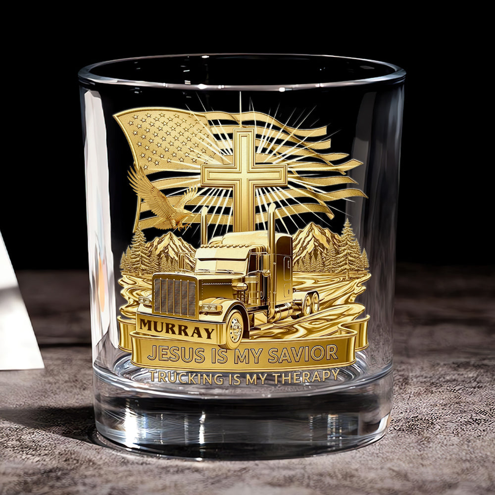 Trucker Christian Round Whiskey Glass - Personalized Gifts For Christian 02TGDT290725-Homacus